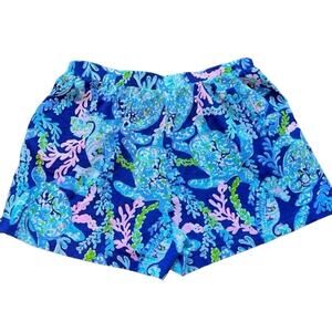 Lilly Pulitzer Girls 12 14 Shorts Turtle Villa Ygritte Blue Pink Beachy